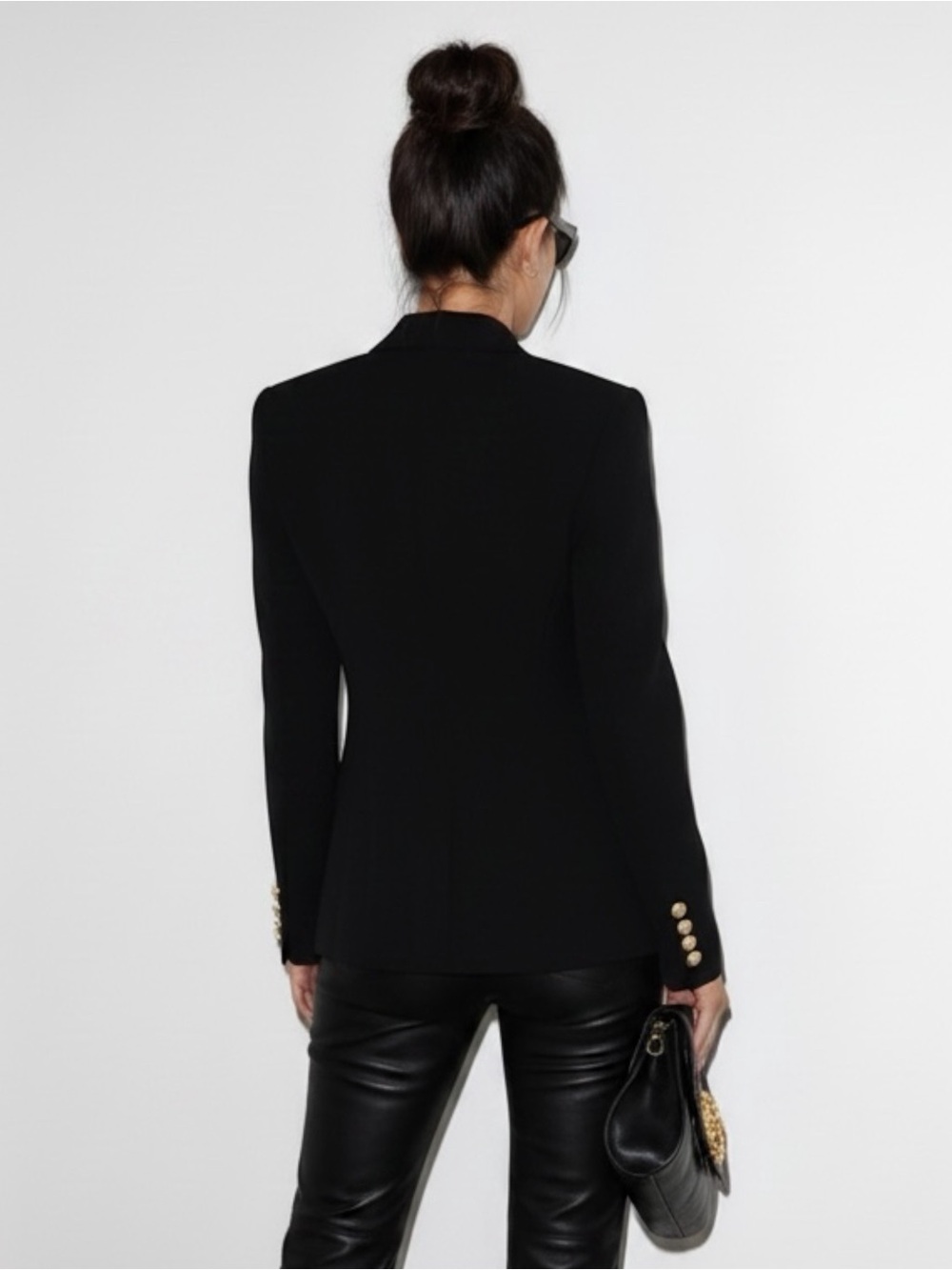 Wisteria Chloe Black Double-Breasted Women's Blazer Balmain style NEW Medium - Picture 2 of 5